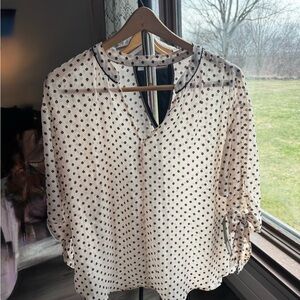 Current Air Cream Blouse with Black Polka Dots